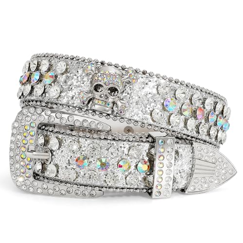 Image of Sparkly Rhinestone Diamond Sequin Studded Belt for Men & Women - Western Cowgirl Cowboy Style
