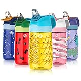 Kids Water Bottle, FJbottle 16 oz Water Bottle with Straw Lid Care for Toddler Kids, Leak Proof-BPA...
