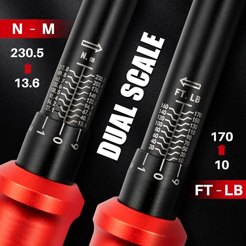 Image of 1 /2-Inch Drive Click Torque Wrench-10-170 Ft-Lb for Car Motorcycle