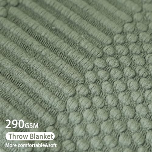 Blagic Gestrickte Überwurfdecke für Couch, Bett und Sofa. Superweiche Decke mit Quasten, salbeigrüne Überwurfdecke, 127 x 152 cm… – Ansicht 3