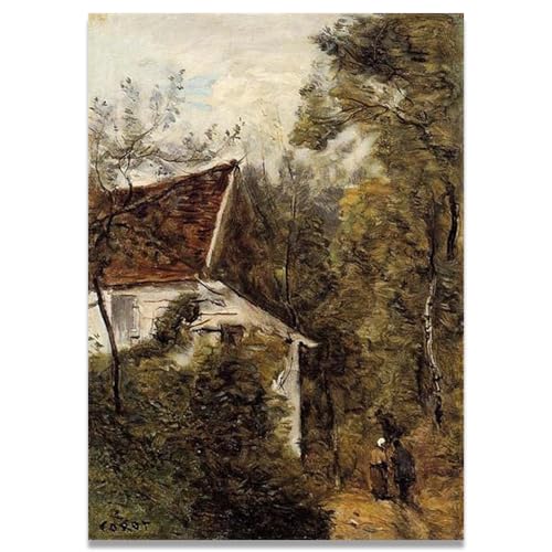 Arte vintage en lienzo con diseño de paisaje francés de 30x42 cm, una obra elegante sin marco