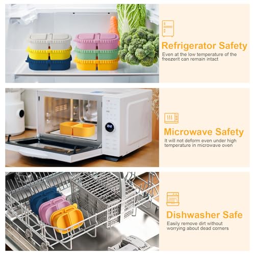 YUNLINLI 6 Pack Silicone Snack Containers with Lids Reusable Silicone 2 Compartment Portable Food Storage Box, Mini Containers for Fruit, Snacks, Sauces, Travel, Picnic, Office — view 5