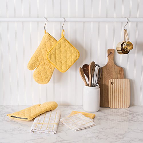 Dii Basic Terry Collection 100% Cotton Quilted, Oven Mitt, Yellow, 2 Piece #TOP2