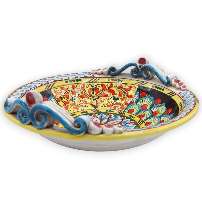 Centre de table céramique Caltagirone décor queue de paon 37cm - 4