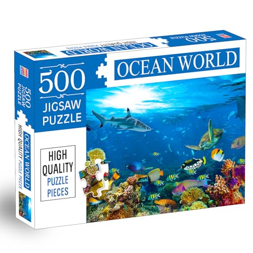 Image of Ocean World Jigsaw Puzzle, 500 Pieces, Underwater Marine Life Theme