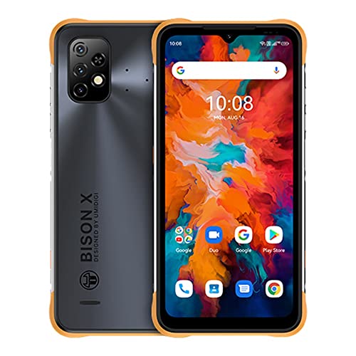 UMIDIGI Bison X10 (64GB, 4GB) IP68 Waterproof Rugged, 6.53", 2-Day Battery, 20MP Triple Camera, Dual SIM GSM Unlocked 4G Volte (T-Mobile, AT&T, Global) International Model RP01 (w/ 64GB SD, Yellow)