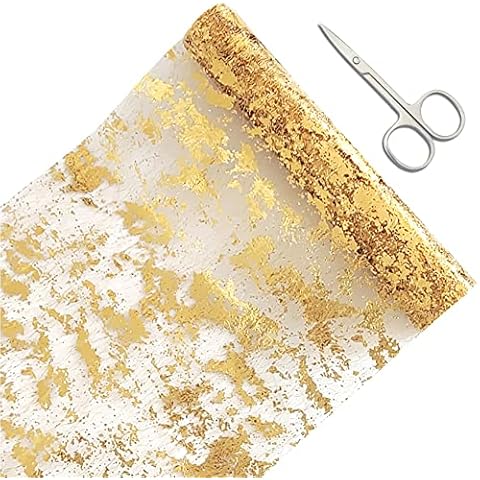 Tischläufer Gold, 28cm x 15m Tischband mit Beschicht in Glänzend Golden, Polyester Tischdeko Tischläufer Tischdecke Cover