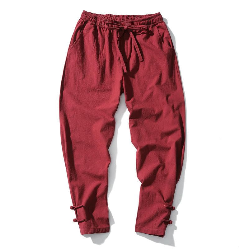 Pantalon décontracté style chinois homme coton lin ample léger - 5
