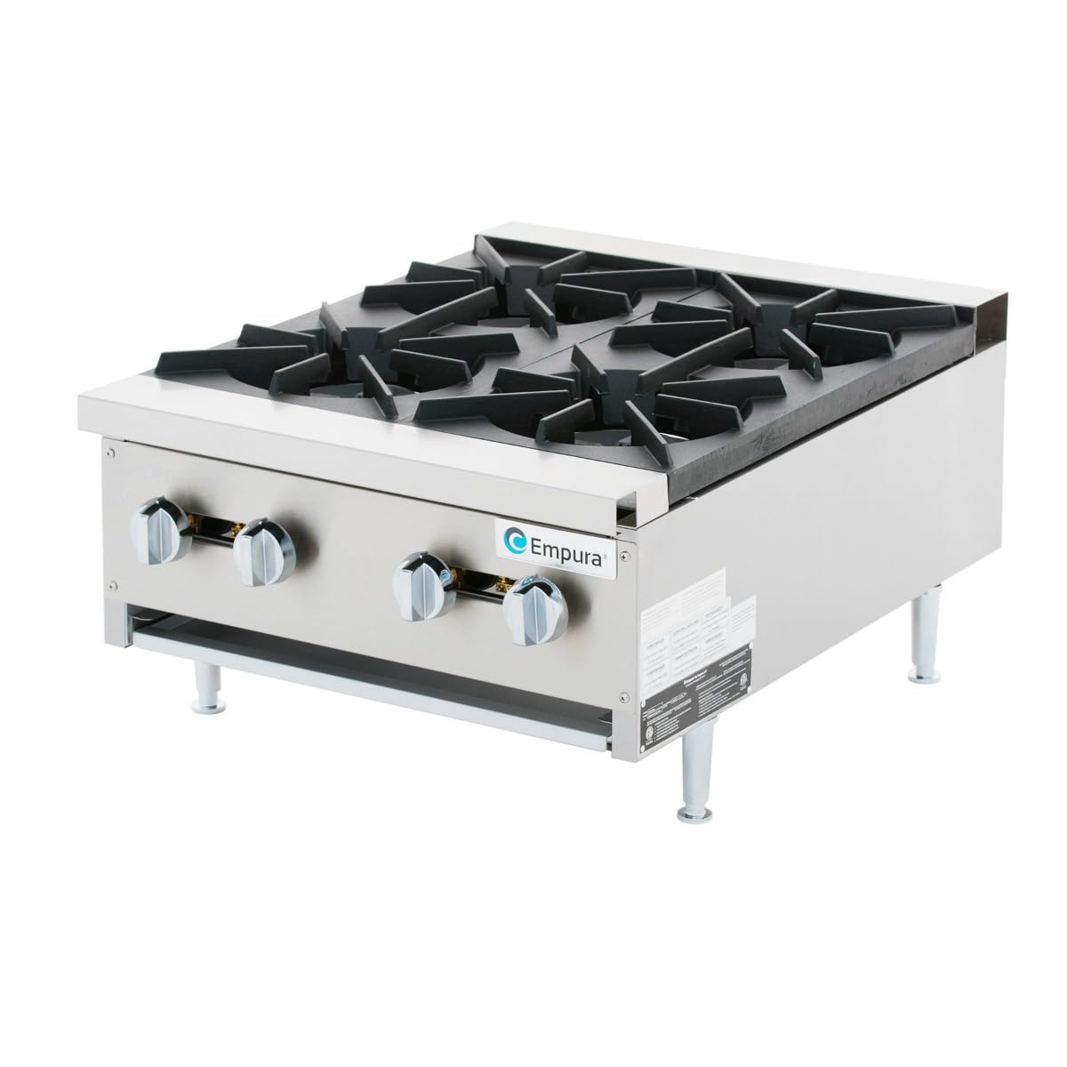 EMPURA 24" Heavy-Duty Natural Gas Hot Plate Range | Countertop Stock Pot Stove for Commercial Kitchen Restaurant Catering | (4) Burners, 120,000 BTUs