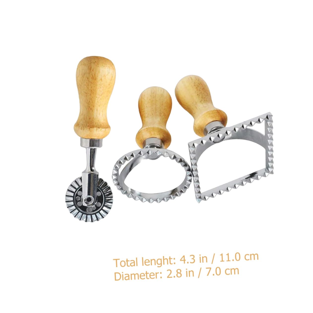 COLLBATH Ravioli Maker Cutters 3pcs Set Square and Circular Cookie Cutters for Baking