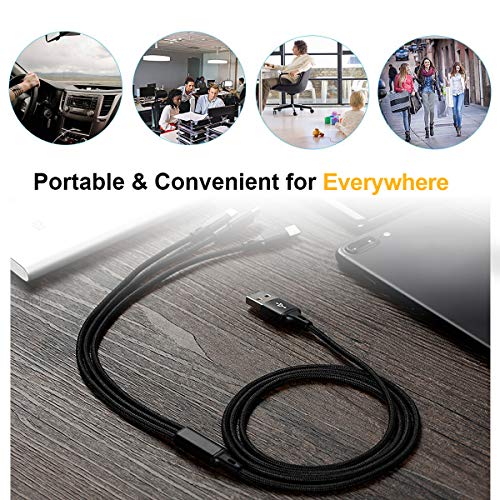 Multi Charging Cable, Multi Charger Cable 2Pack 4Ft Nylon Braided Universal 4 In 1 Multiple Usb Cable Fast Charging Cord Adapter With Type-C, Micro Usb Port Connectors For Cell Phones Tablets And More #TOP7