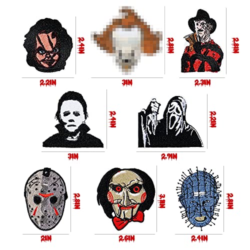 Kirako 8 Pcs Horror Classic Movie Characters Embroidered Patches Sew On/Iron On Applique Repair Patch Halloween Diy Craft Accessories For Clothing Jackets Jeans Pants Dress Backpack Hat #TOP1