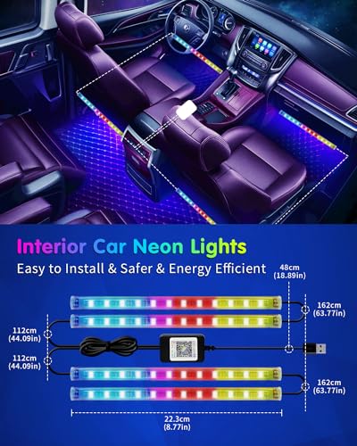 image for DUOFU365 RGB Interior Car Strip Lights with Smart APP Control, Music S