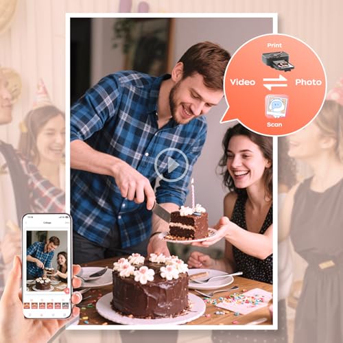 Image of PRT 4x6 Photo Printer with 20 Sheets & 1 Ribbon, Portable Photo Printer for iPhone /Android, Ideal Gift for Home & Scrapbooking Use, Black