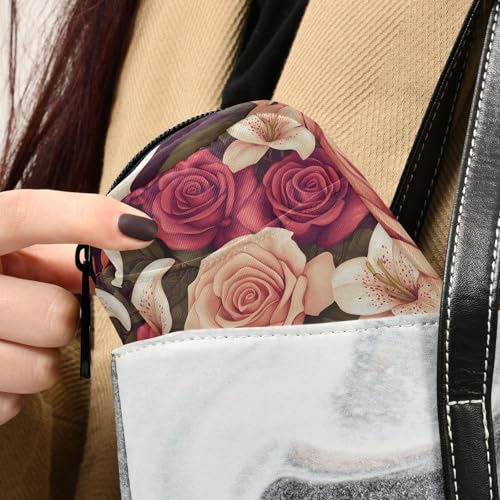 Image of Roses and Lily Flowers Cute Pill Organizer Weekly Travel Pill Box 7 Day Large Capacity Pill Dispenser Case with 8 Pill Container Daily Pill Box Organizer Vitamin Holder Pill Bot