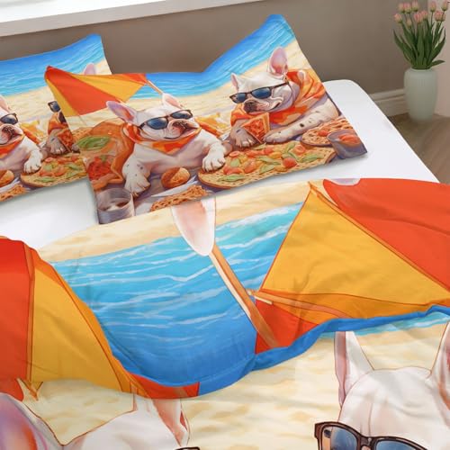 Housse de couette pizza bouledogue idée cadeau originale - 4
