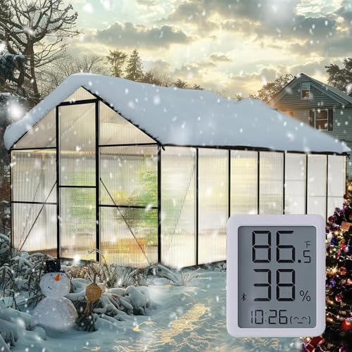 8×14FT Green Houses for Outside, Walk in Greenhouse for Outdoors and Garden Planting, Large Greenhouse Kit with Electronic Thermometers, Withstands Strong Wind or Snow to Protect Vegetables or Plants