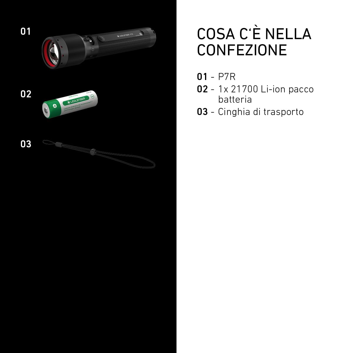 Ledlenser P7R Torcia LED ricaricabile, 2000 lm, 320 m, USB-C, IP68, 80 h, 4 modalità – Tattica per escursioni, emergenza