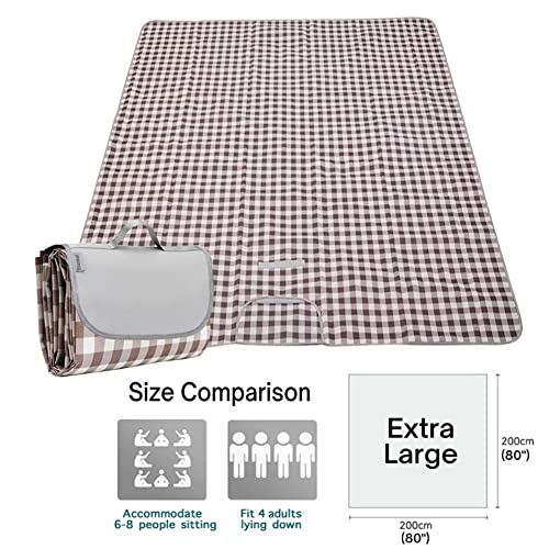 K Y KANGYUN Extra Large Picnic Blanket Outdoor Beach Blankets, Water-Resistant Foldable Sandproof Blankets Cute Picnic Mat for Beach, Camping Grass Lawn Park Mats (Brown 2, 80x80 in) by K Y KANGYUN - Image 5