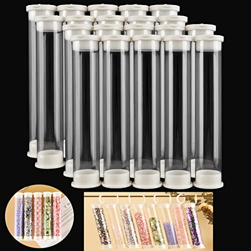 Image of BAOFALI 20Pcs Large Clear Plastic Empty Tubes Storage Transparent Plastic Test Tube Container Both Ends with Lid Tubes Bead Container Set forDIY Craft Supply Storage Candy Storage(5 x1inch)