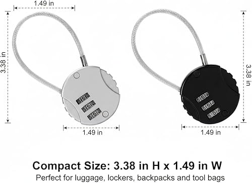 Miniatura 2 de Paquete de 4 cerraduras de combinación de 3 dígitos, resistentes al agua, para equipaje, taquillas de gimnasio, mochilas y uso al aire libre (2