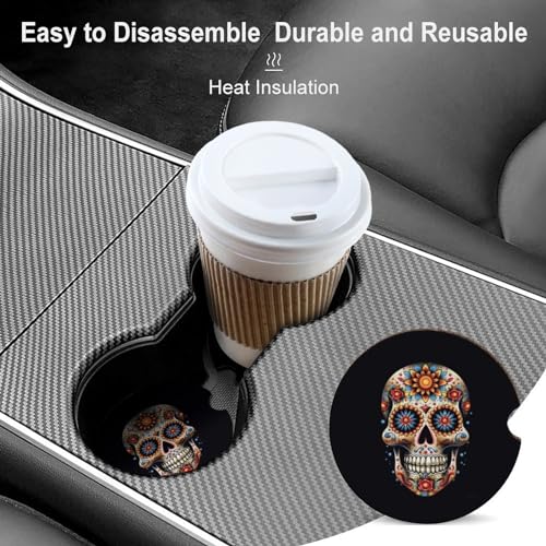 Portavasos para auto 4 piezas diseño calavera 2.56 pulg miniatura 4