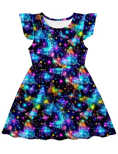 RAISEVERN Toddler Girls Dress Summer Ruffle Flutter Sleeve Dresses for Kids 2-7T
