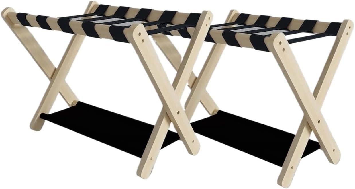 Foldable Suitcase Stand 2 Pack Luggage Rack for Guest Room Solid Wood Suitcase with Non Slip Feet for Hotel for Guest Room(Wood Color)
