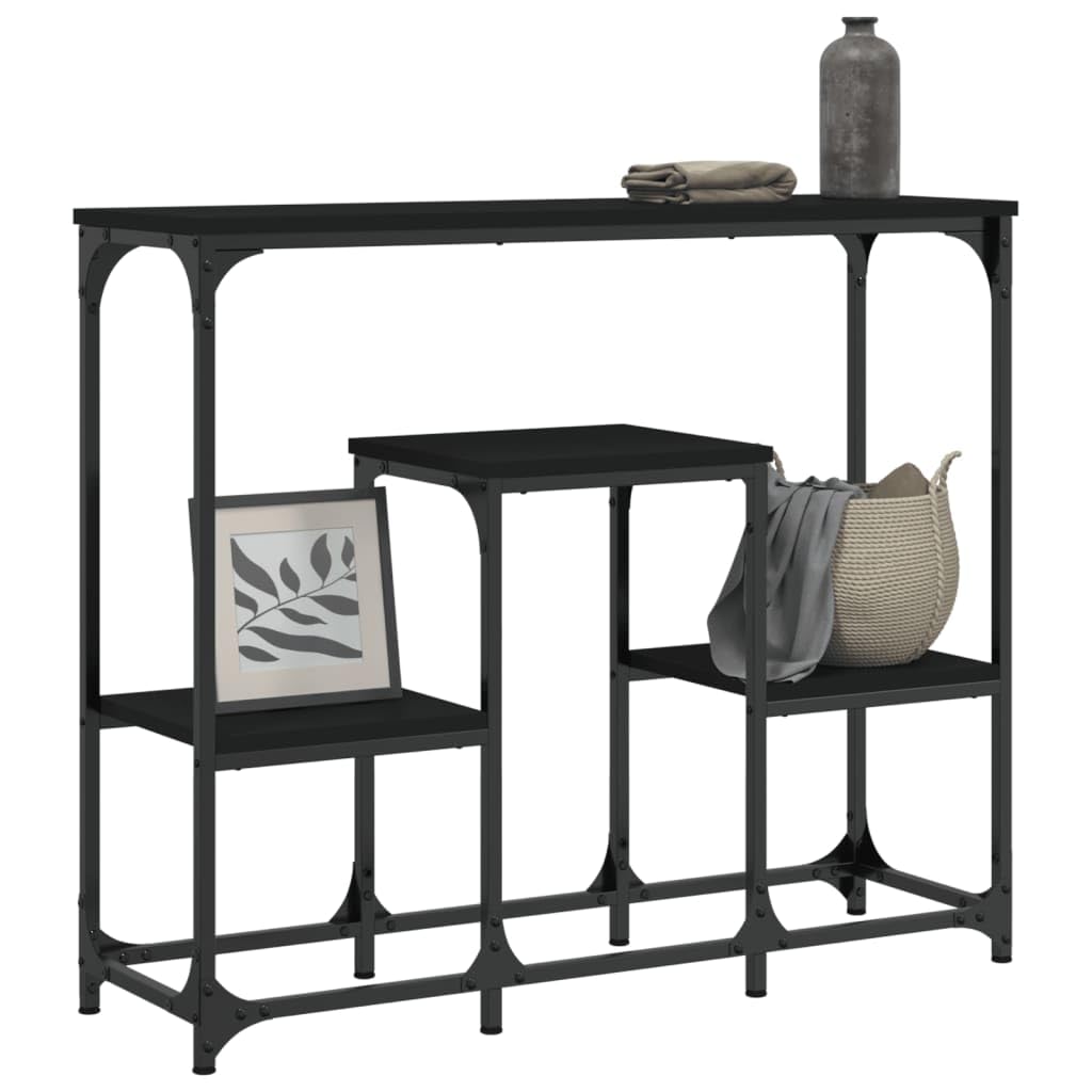 Rantry Holzwerkstoff Konsole Schwarz - Stauraum für Wohnzimmer, Standsicherheit mit Wandhalterung - 89,5 x 28 x 76 cm Model833383
