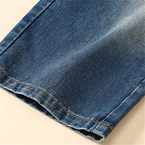 Moonker Straight Wide Leg Denim Jeans for Teens Girls Boys Baggy Loose High Elastic Waist Denim Pants with Girl4