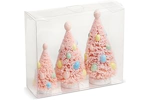 2024 Easter 6.5" Box of 3 Bottle Brush Trees with Egg Ornaments