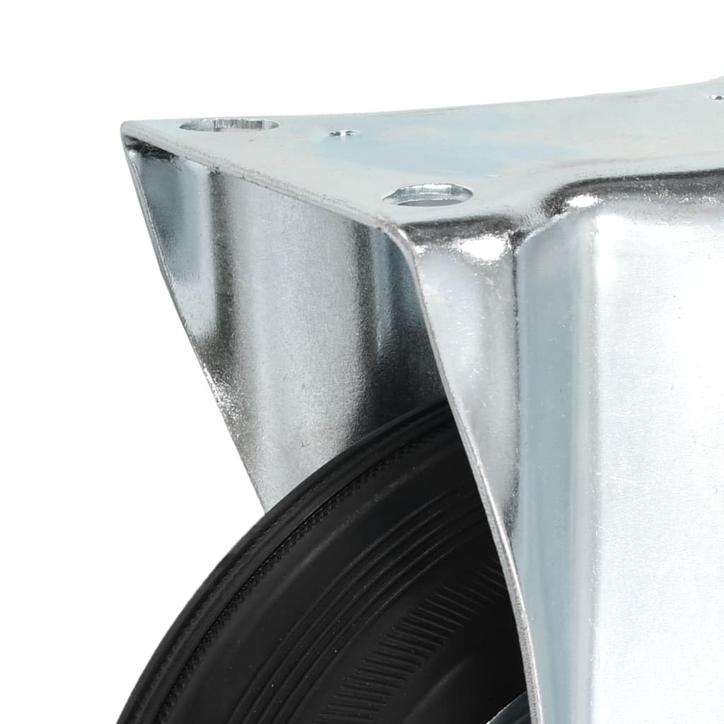 8 Stück Bockrollen 200 mm Gummi mit Zinkbeschichtung für Werkstatt, Lager, Industrie, Transportwagen und Schwerlastanwendungen, geräuschlos, robust, 180 kg Traglast pro Rolle