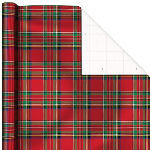 image for Hallmark Foil Christmas Wrapping Paper with Cut Lines on Reverse (3 Ro