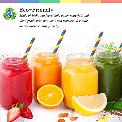 250Pcs Rainbow Paper Straws,Biodegradable Straws Pride Party Drinking Straws, Colorful Straws For Party Supplies Decorations Birthday Wedding Anniversary Christmas - Practical & Eco-Friendly #TOP1