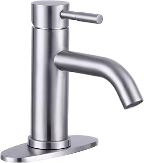 Brushed Nickel Bathroom Faucet Sink Faucets Vanity Vessel Faucet & Deck Plate 1 or 3 Hole Washroom Taps Lavatory Faucet Stainless Steel cUPC Certified Single Hole Handle
