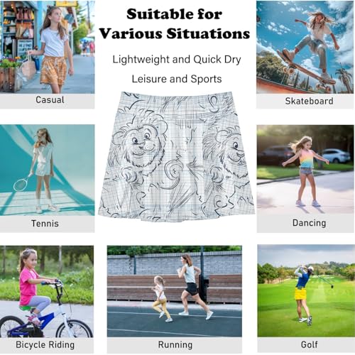 visesunny Girls Flowy Pleated Skirt Cartoon Lion Paper Tennis Golf Fashion Short Skorts for Casual Dance Outfit4