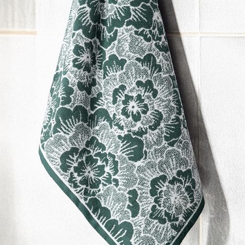 Image of MYTRIDENT Towels for Bath, Floral Collection, 100% Cotton Towel, 1 Pc Bath Towel (75 cm x 150 cm) - Green