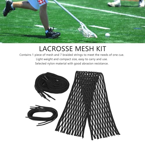QANYEGN Black Nylon Lacrosse Mesh St, Lacrosse Mesh Piece Woven St, Lacrosse Mesh Kit with Mesh and Sts for Ary