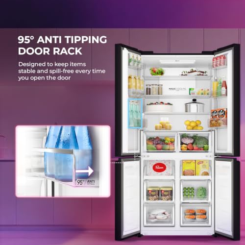 Image of Haier 520 L 3 Star Lumiere Frost Free Triple Inverter French Door Side by Side Refrigerator (HRB-600EK, Ebony Black, Magic Convertible Zone, Deo Fresh Technology, 2026 Model)