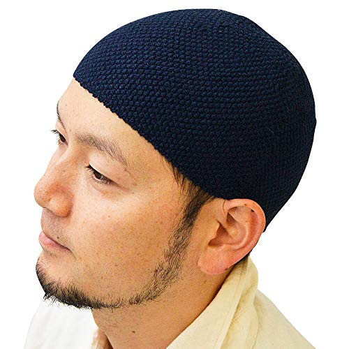 [ナコタ] ヘンプイスラムワッチ イスラム帽 帽子 ショート ビーニー ショートワッチ 大きいサイズ メンズ 透け防止 日本製 春 夏 防臭抗菌 L ネイビー(15)