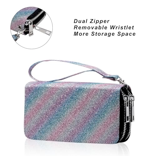 Image of Double Zipper Wallet for Woman Clutch Purse with Cell Phone Holder for Smartphone /Card /Coin /Cash