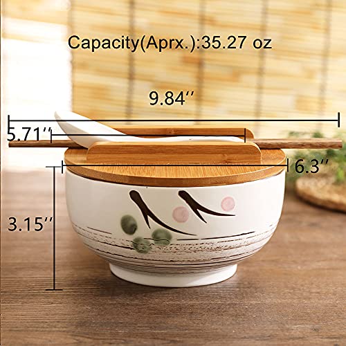 Whjy White Ceramic Bowl With Lid, Spoon, Chopsticks For Soup, Rice, Noodles. Japanese Traditional Style Tableware. #TOP1