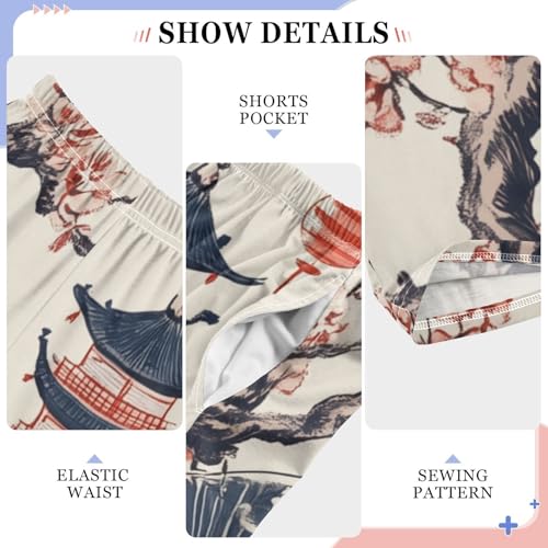 Chinese Sun and Floral Boys Long Pants Soft Trousers Elastic Waist Kids Lounge Bottoms with Pockets S-XL4