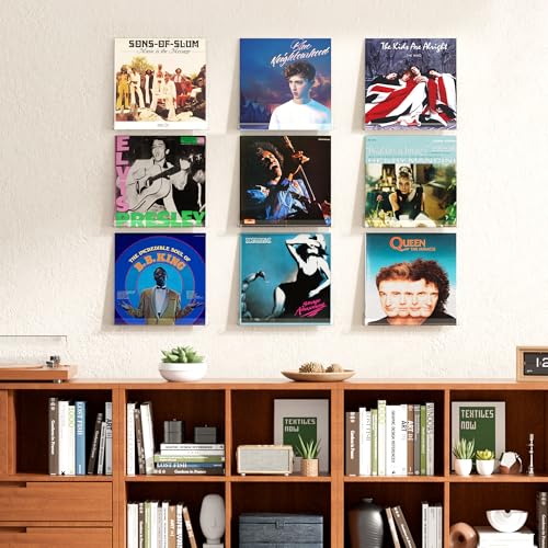 Image of upsimples 10 Pcs 12 inch Clear Acrylic Shelves, Small Shelf for Wall Display | Narrow Floating Shelves for Nail Polish, Vinyl Wall Mount, Record Holder, Magazine Rack, Comic Display, Picture Ledge Shelf