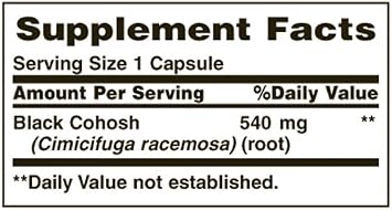 Nature's Bounty Natural Whole Herb Black Cohosh 540mg, 100 Capsules (Pack of 2)