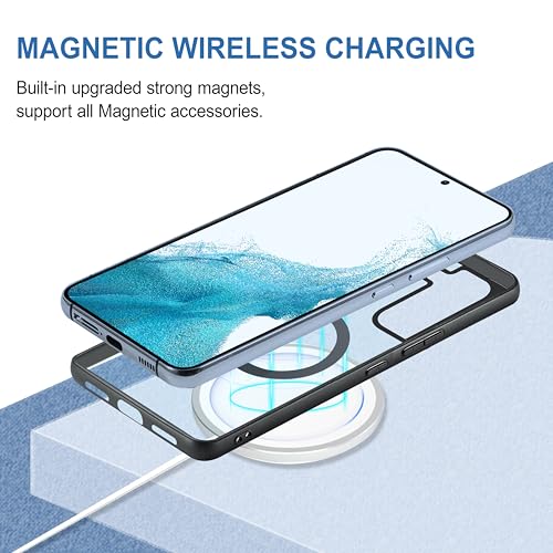 Image of CEDO Cover for Samsung Galaxy S22 Plus (5G) | Compatible with MagSafe Wireless Charging | Designed with Magnetic Lock Shockproof Phone Bumper Transparent Back Case Cover (Black)