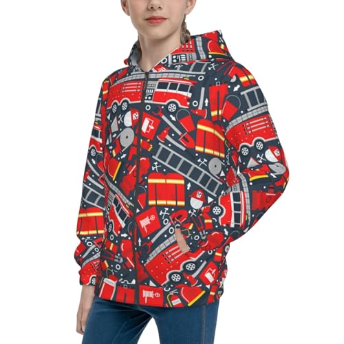 Fire Sign Kids Pullover Hoodies Boys Zip Up Sweatshirts Girls Athletic Clothes with Pocket