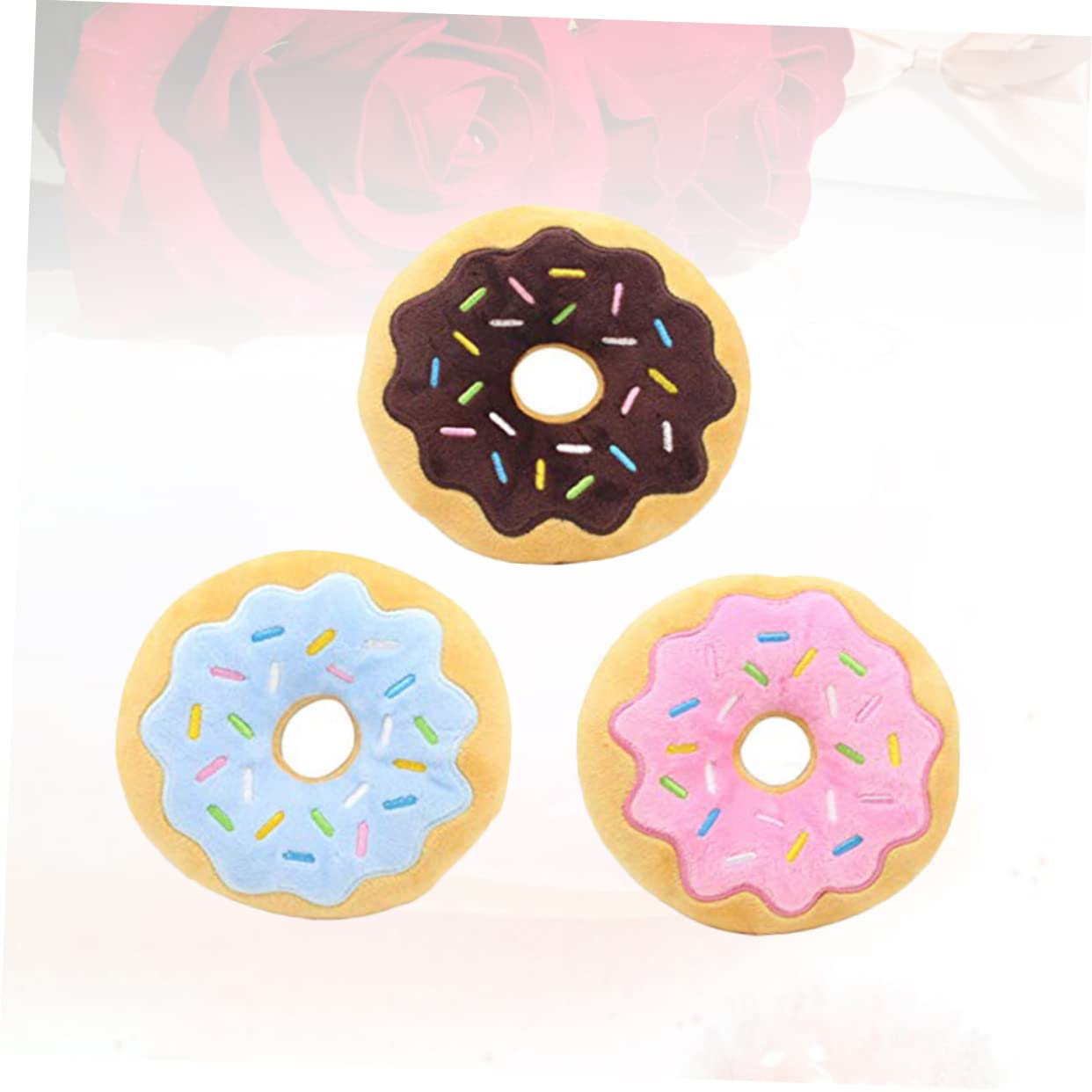Housoutil 9pièces Jouets à Mâcher Peluche pour Chiens Jouet Forme De Donut avec Squeaker pour Chiots Couleurs Aléatoires pour Entraînement Mastication des Animaux De Compagnie