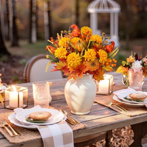 Image of 3Pcs Fall Flowers Artificial for Decoration Fall Cemetery Flowers for Grave
