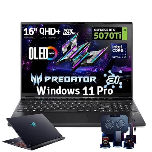 Image of acer Predator Helios Neo 16S AI Gaming Laptop, NVIDIA RTX 5070Ti, 16 inch 2.5K WQXGA 240Hz 2ms OLED Display, Intel Ultra 9 275HX, RGB Backlit Keyboard, Windows 11 Pro, Accessories (64GB DDR5, 1TB SSD)